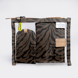 Travel Set | Laminated Fabric with Genuine Leather Nomad Stripe - Coffee Travel by Thandana