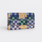 Travel Wallet | Laminated Fabric Checker - Jet / Chunky Zip Travel Wallet Fabric by Thandana