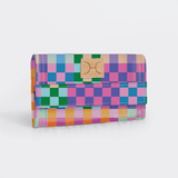 Travel Wallet | Laminated Fabric Checker - Preppy / Chunky Zip Travel Wallet Fabric by Thandana
