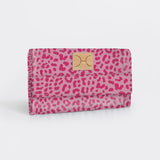 Travel Wallet | Laminated Fabric Cheetah - Pink / Chunky Zip Travel Wallet Fabric by Thandana
