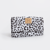 Travel Wallet | Laminated Fabric Cheetah - White / Chunky Zip Travel Wallet Fabric by Thandana