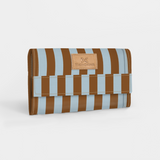 Travel Wallet | Laminated Fabric Coastal Stripe - Blue / Chunky Zip Travel Wallet Fabric by Thandana