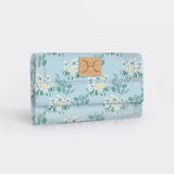 Travel Wallet | Laminated Fabric Crazy Daisy - Sage / Chunky Zip Travel Wallet Fabric by Thandana