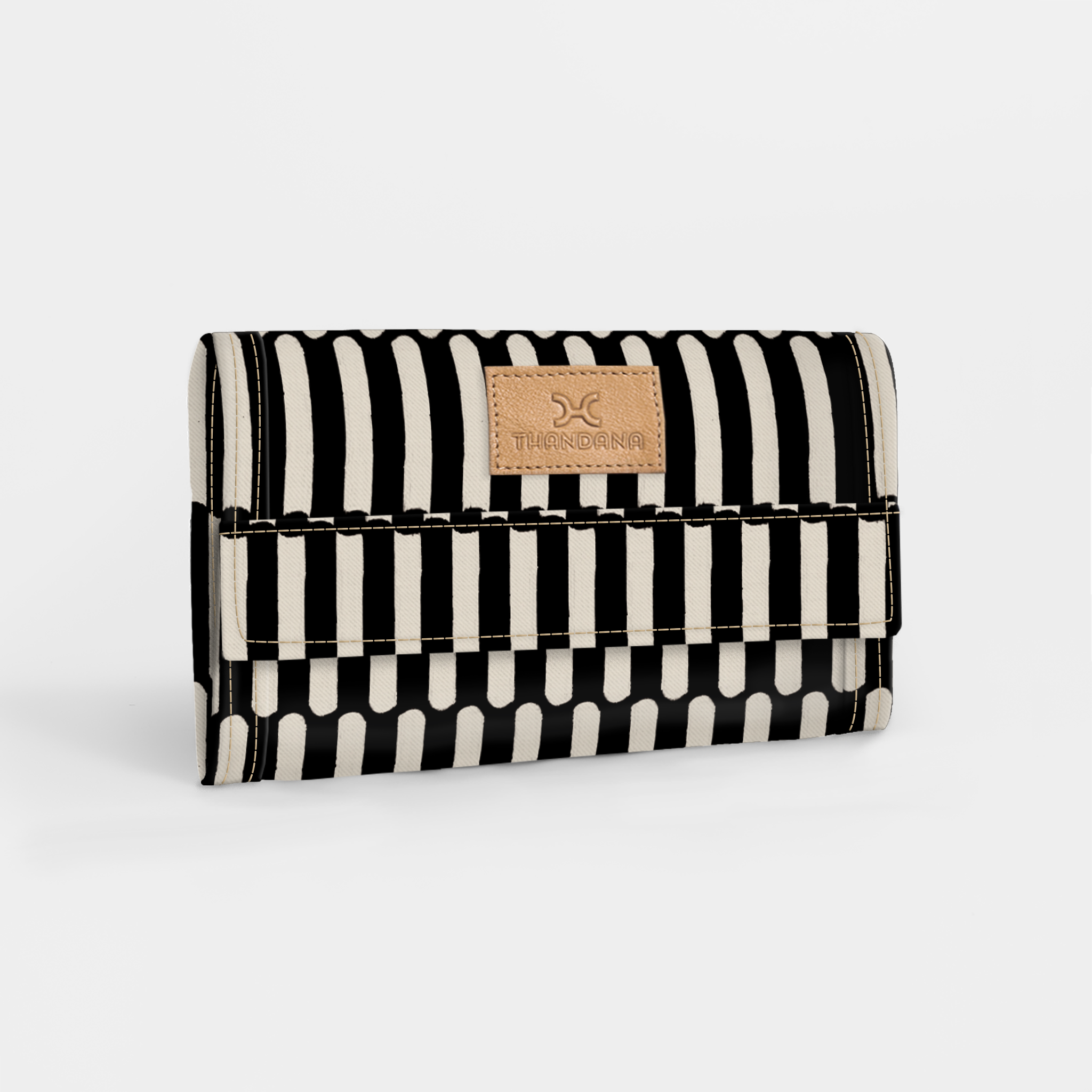 Travel Wallet | Laminated Fabric Indie - Pitch / Chunky Zip Travel Wallet Fabric by Thandana