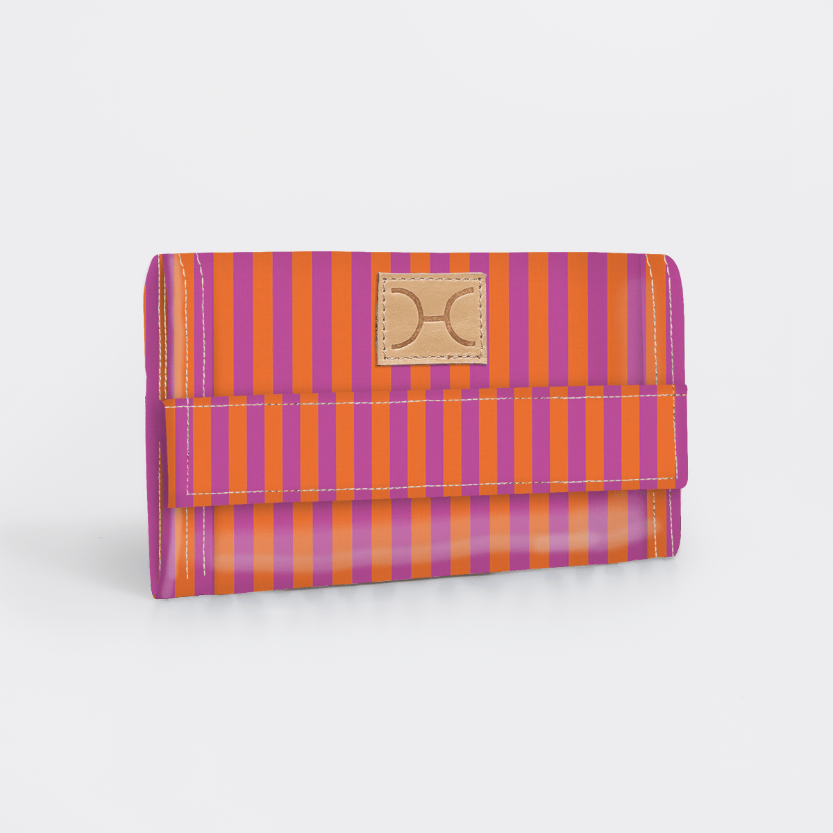 Travel Wallet | Laminated Fabric Linear - Preppy / Chunky Zip Travel Wallet Fabric by Thandana