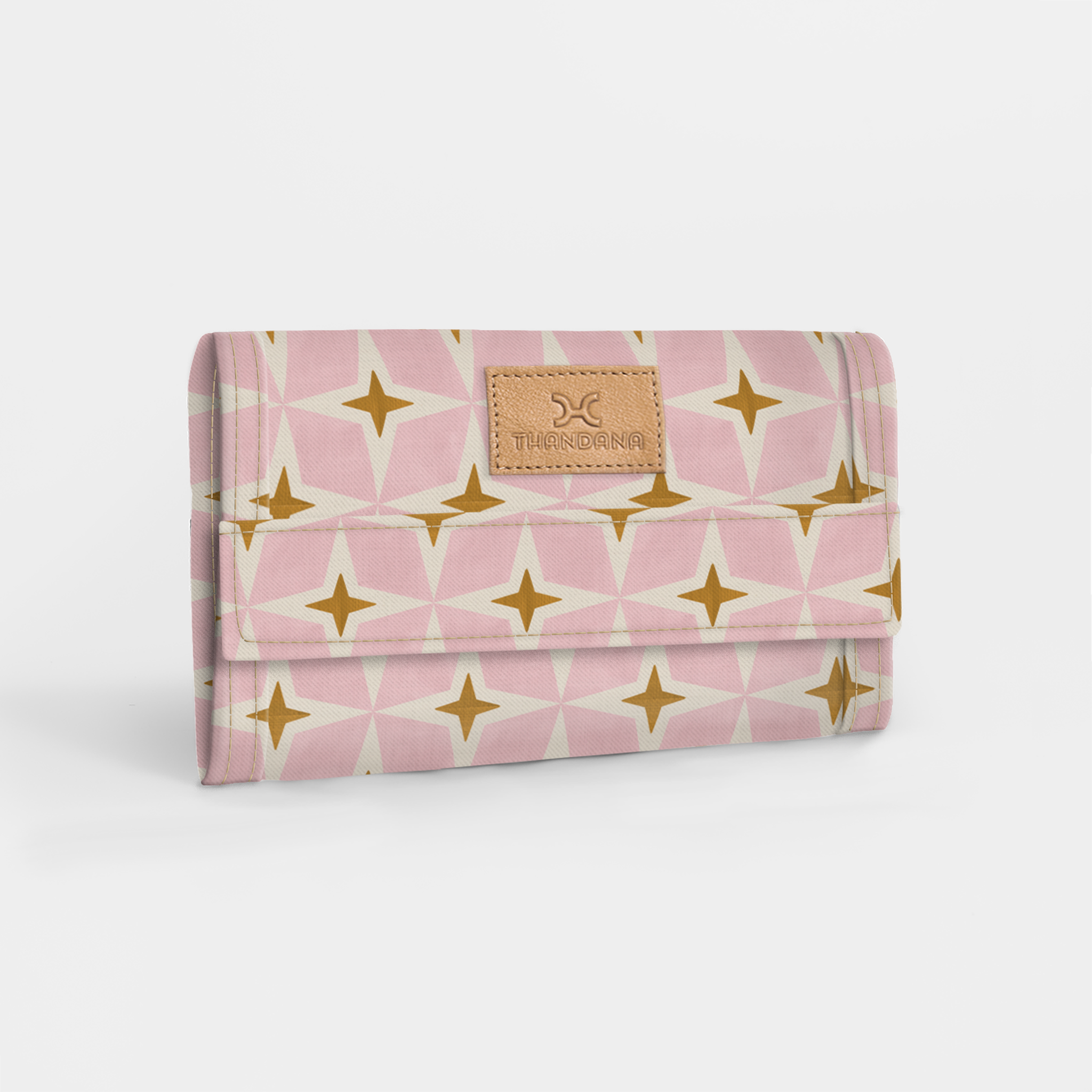 Travel Wallet | Laminated Fabric Nova - Blush / Chunky Zip Travel Wallet Fabric by Thandana