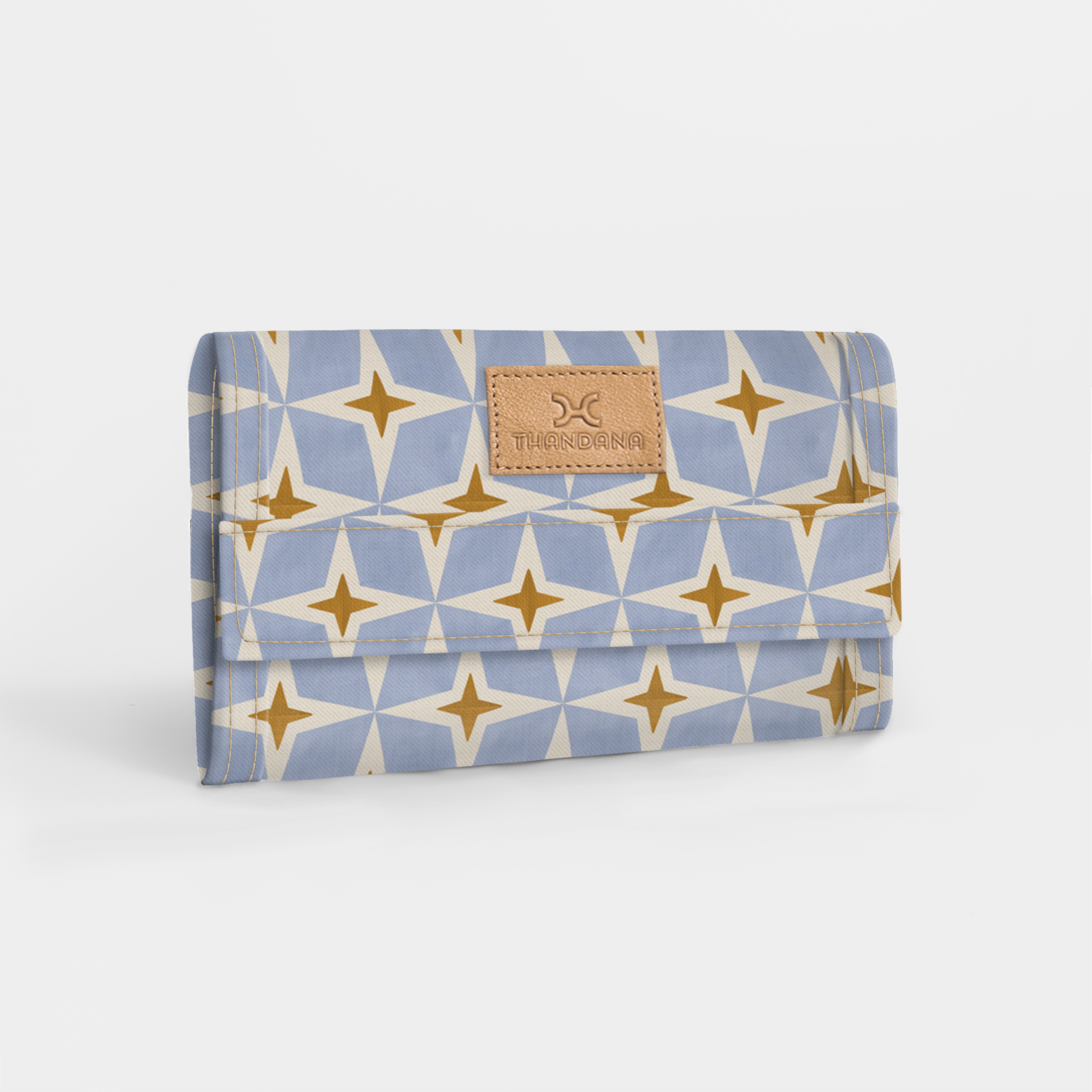 Travel Wallet | Laminated Fabric Nova - Mist / Chunky Zip Travel Wallet Fabric by Thandana