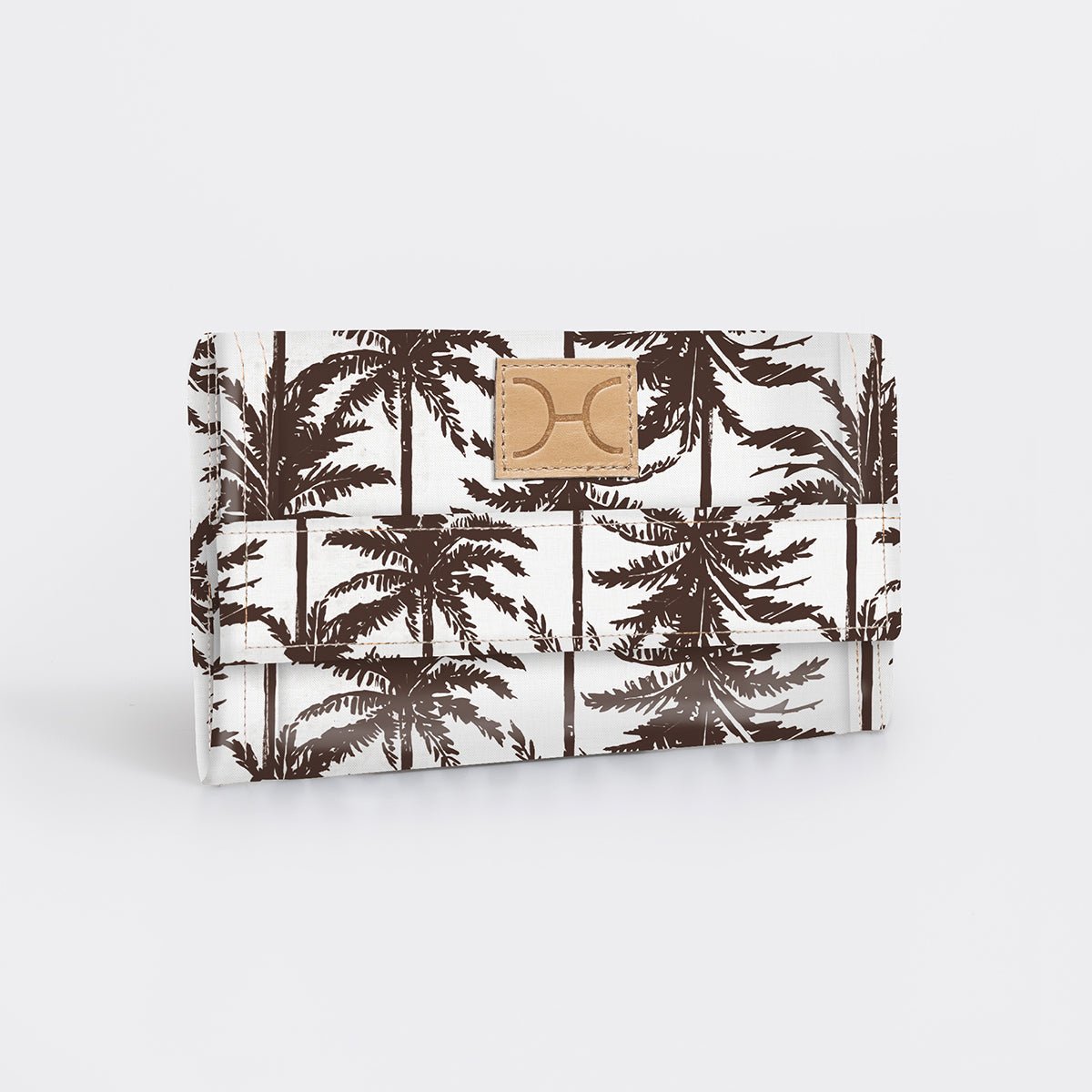 Travel Wallet | Laminated Fabric Palm - Neutral / Chunky Zip Travel Wallet Fabric by Thandana
