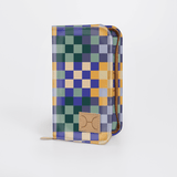 Travel Wallet Large | Laminated Fabric Checker - Jet / Chunky Zip Travel Wallet Fabric by Thandana