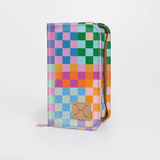 Travel Wallet Large | Laminated Fabric Checker - Preppy / Chunky Zip Travel Wallet Fabric by Thandana