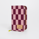 Travel Wallet Large | Laminated Fabric Checkmate - Cherry / Chunky Zip Travel Wallet Fabric by Thandana