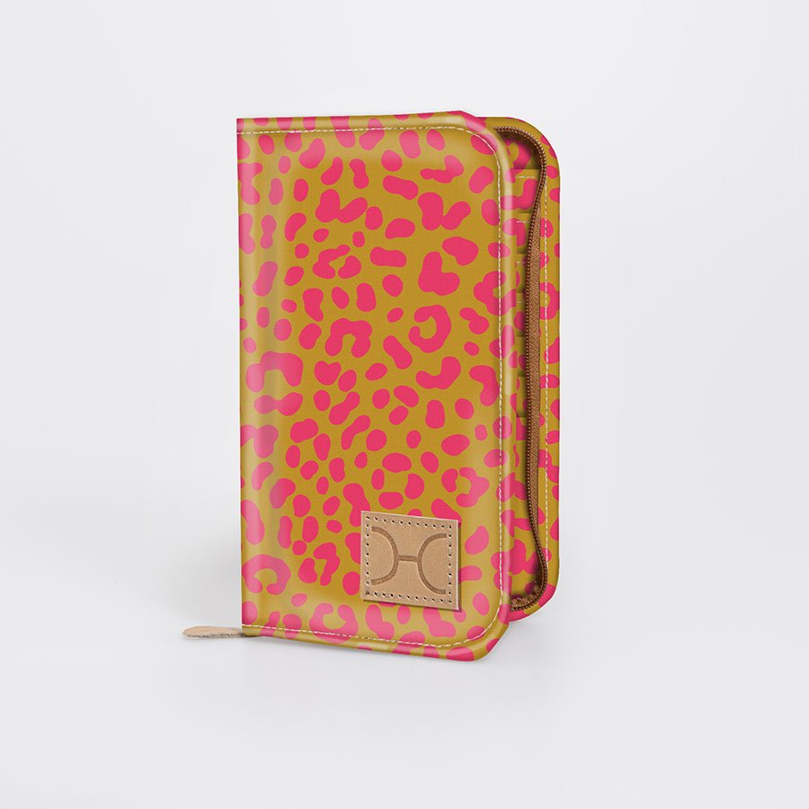 Travel Wallet Large | Laminated Fabric Cheetah - Preppy / Chunky Zip Travel Wallet Fabric by Thandana