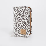 Travel Wallet Large | Laminated Fabric Cheetah - White / Chunky Zip Travel Wallet Fabric by Thandana