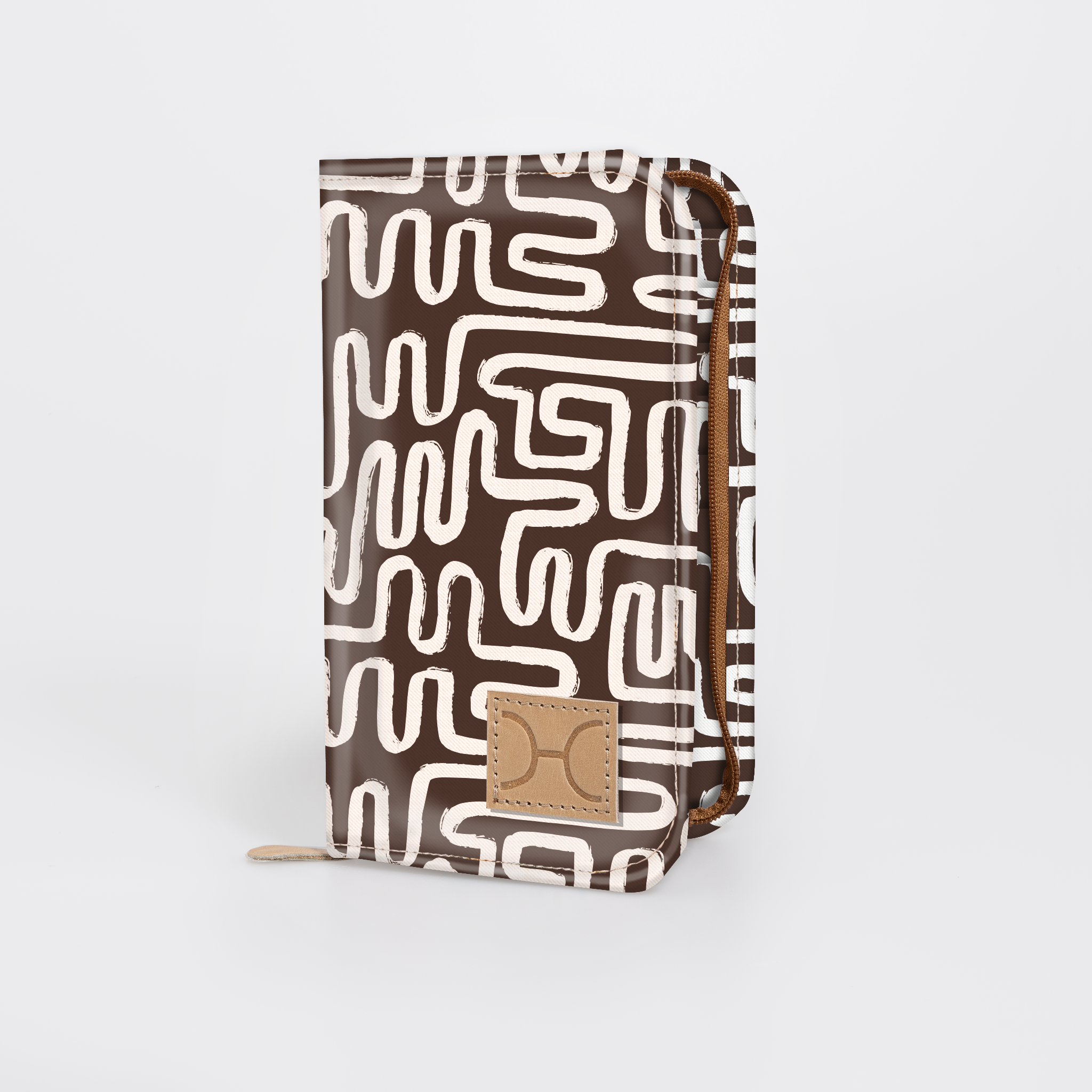 Travel Wallet Large | Laminated Fabric Geo - Black / Chunky Zip (new) Travel Wallet Fabric by Thandana