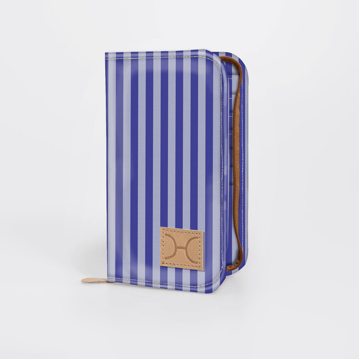 Travel Wallet Large | Laminated Fabric Linear - Jet / Chunky Zip Travel Wallet Fabric by Thandana