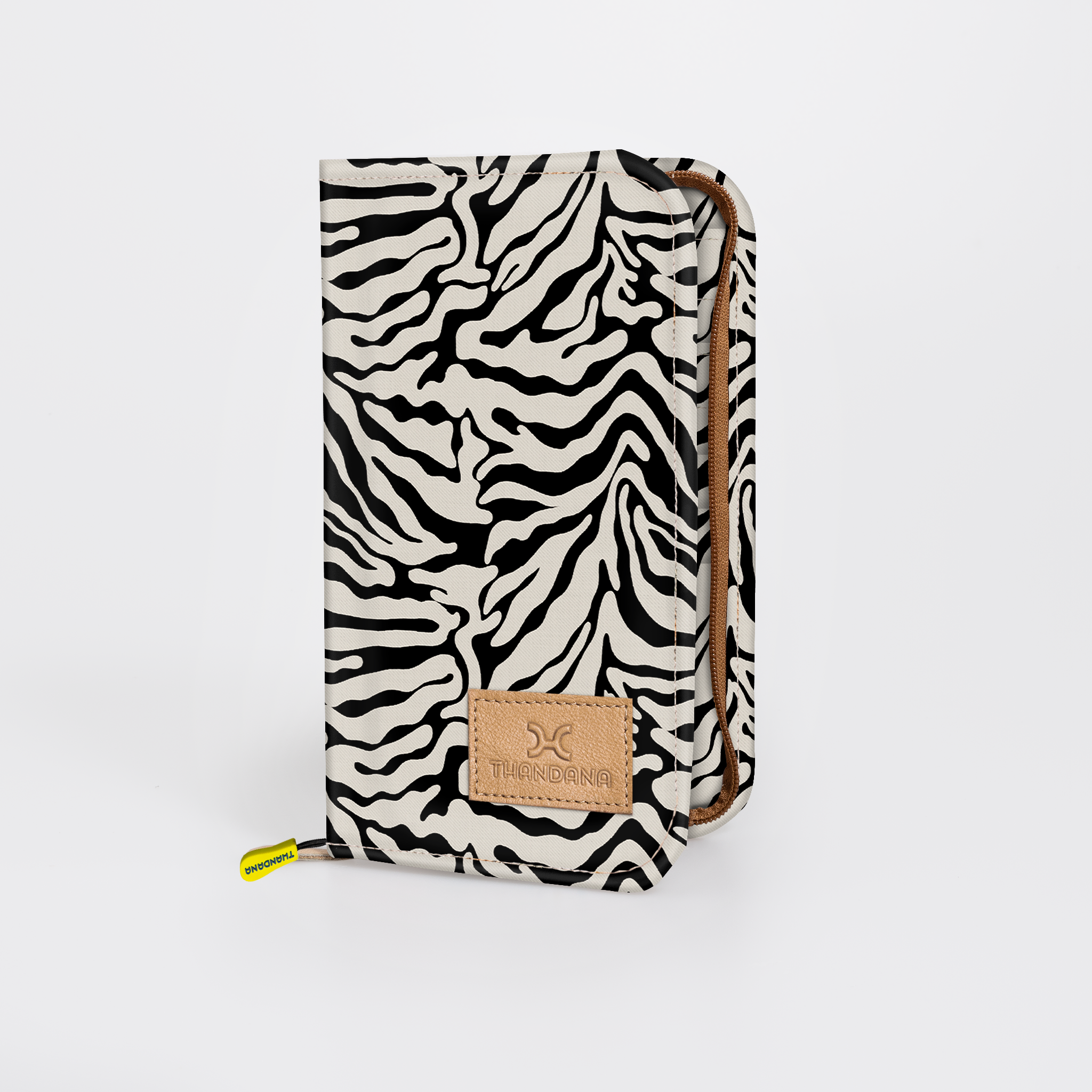 Travel Wallet Large | Laminated Fabric Nomad Stripe - Pitch / Chunky Zip Travel Wallet Fabric by Thandana