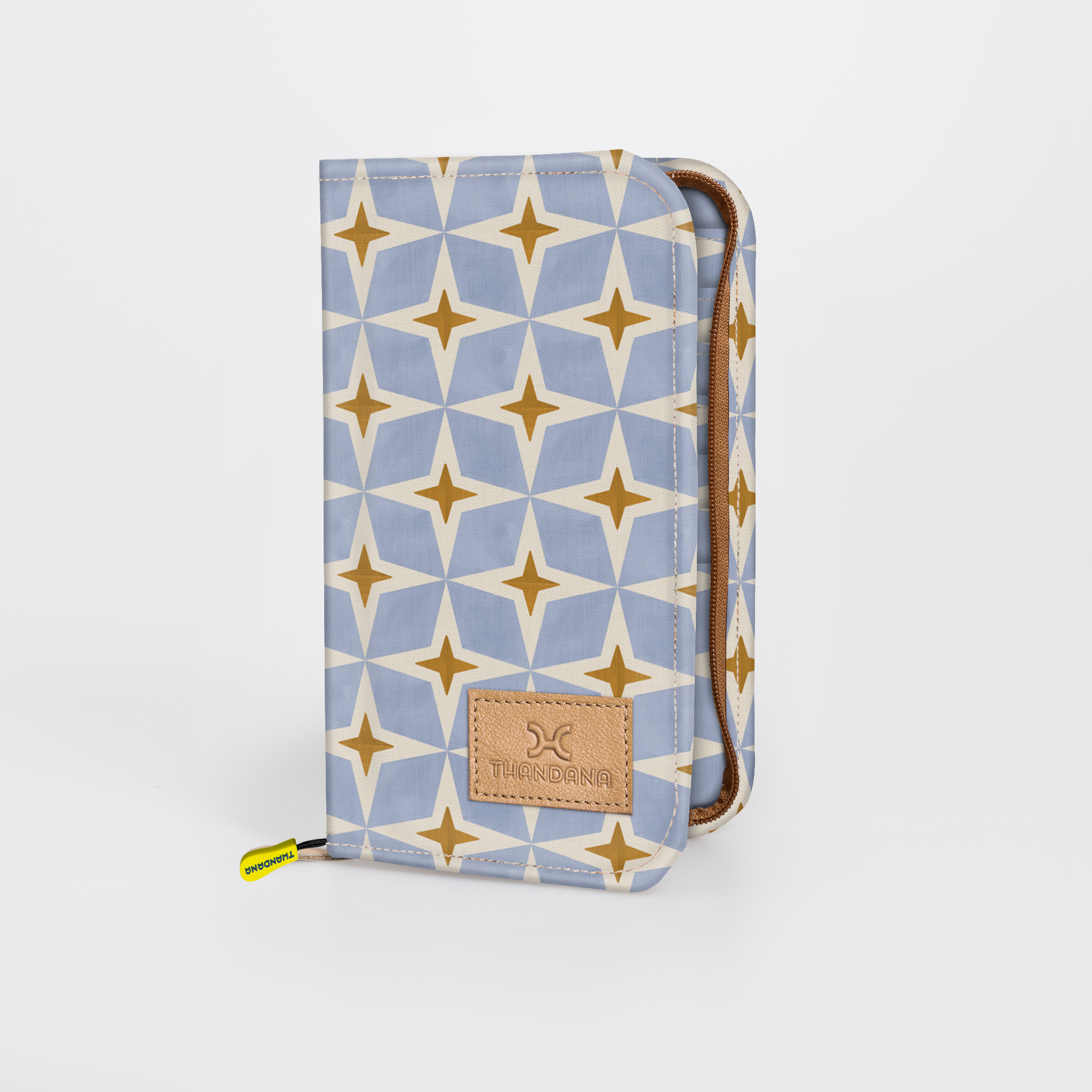 Travel Wallet Large | Laminated Fabric Nova - Mist / Chunky Zip Travel Wallet Fabric by Thandana