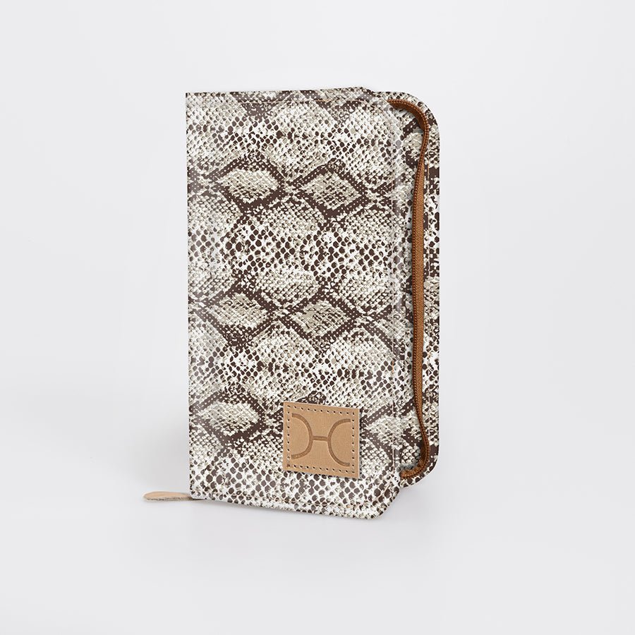 Travel Wallet Large | Laminated Fabric Python - Moody / Chunky Zip Travel Wallet Fabric by Thandana