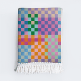 Turkish Terry Beach Towel White Tass - Checker - Preppy Utility Shopper Bag by Thandana