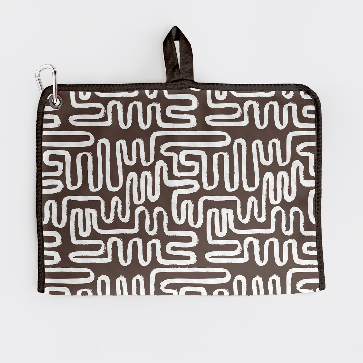 Turkish Terry Golfbag Towel | White Geo - Black Golf Bag Towel by Thandana