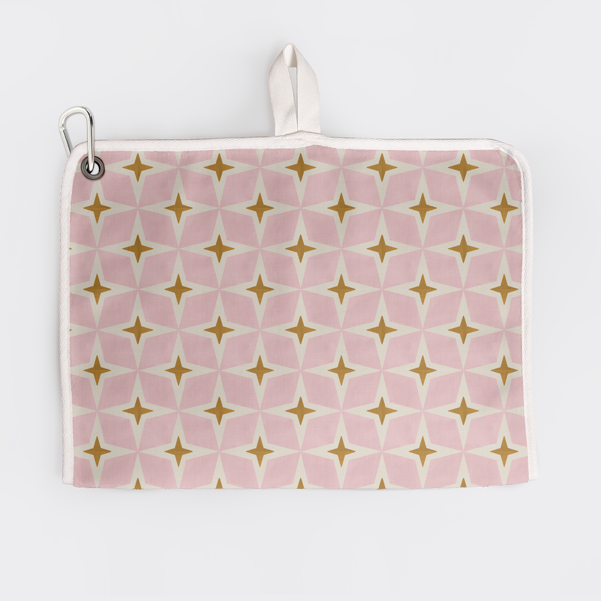 Turkish Terry Golfbag Towel | White Nova - Blush Golf Bag Towel by Thandana