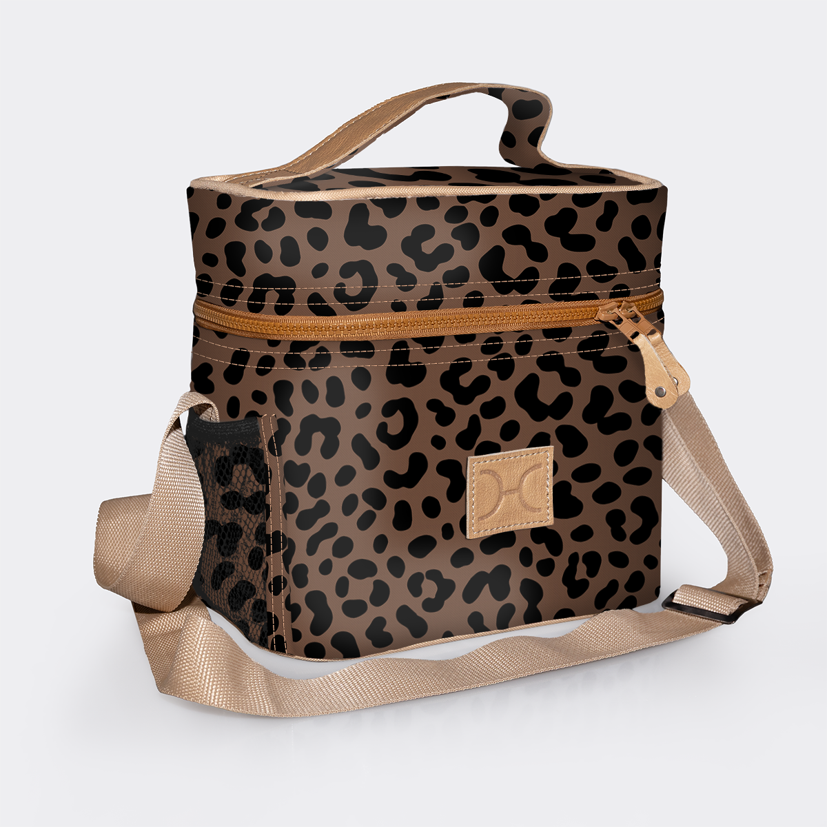 Tween cooler bag | laminated fabric - cheetah -coffee - tween cooler