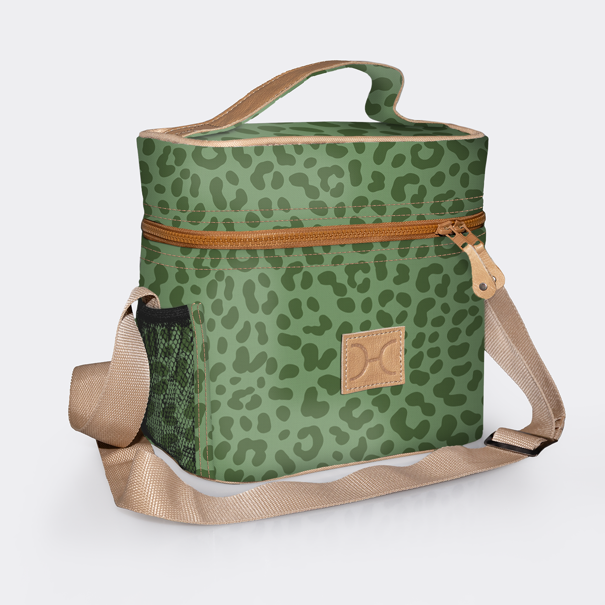 Tween cooler bag | laminated fabric - cheetah -olive - tween cooler