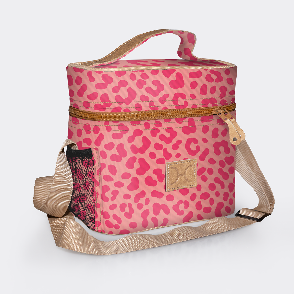 Tween cooler bag | laminated fabric - cheetah -pink - tween cooler