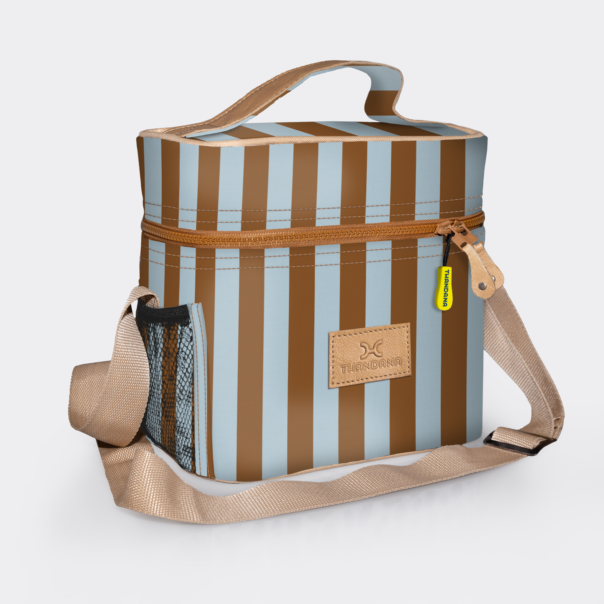 Tween Cooler Bag | Laminated Fabric Coastal Stripe - Blue Tween Cooler by Thandana
