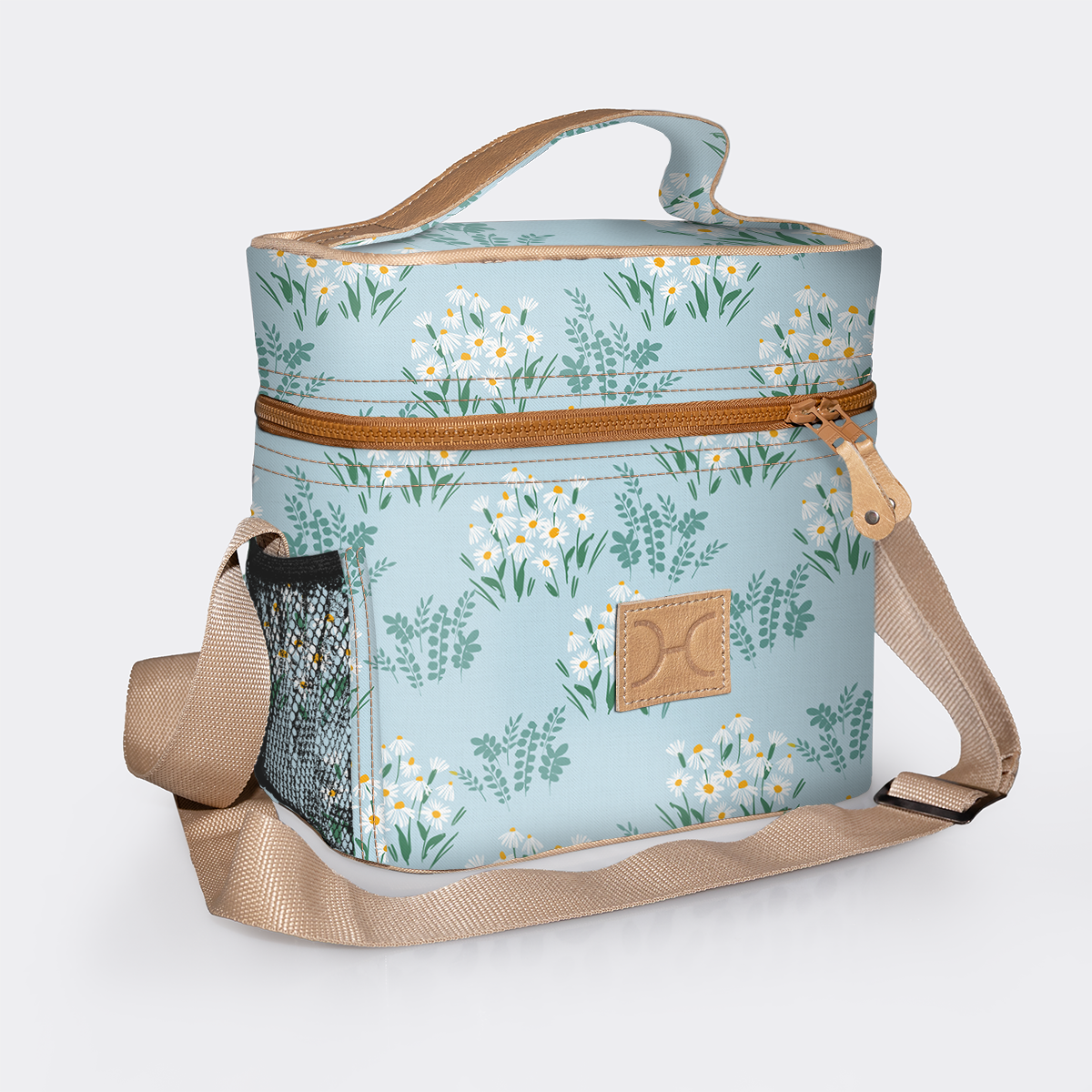 Tween cooler bag | laminated fabric - crazy daisy - sage - tween cooler