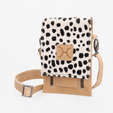 Urban Cellphone Sling | Faux Fur Genuine Leather Hazelnut Leather - Cheetah Beige / Gunmetal (default) Pouch by Thandana
