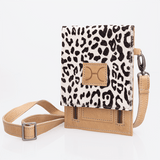 Urban Cellphone Sling | Faux Fur Genuine Leather Hazelnut Leather & Wild Cat White / Gunmetal (default) Pouch