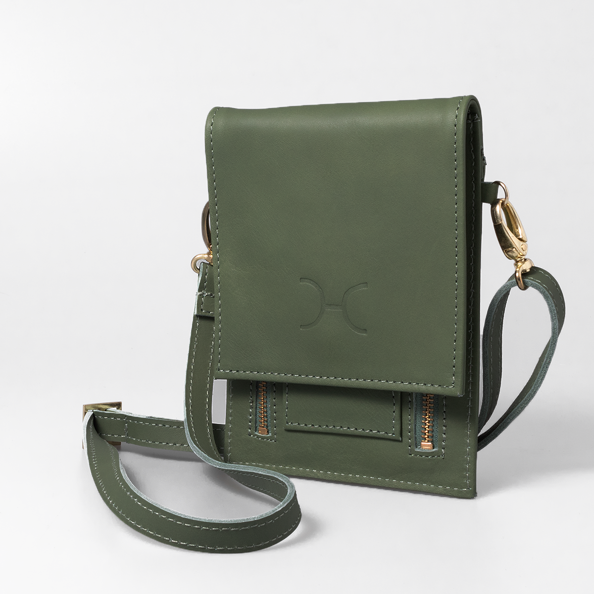 Urban Cellphone Sling | Genuine Leather Basil Leather / Gunmetal (default) Pouch by Thandana