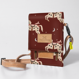 Urban Cellphone Sling | Laminated Fabric with Genuine Leather Midnight Pony - Cherry / Chunky Zip Ladies Large Wallet