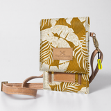 Urban Cellphone Sling | Laminated Fabric with Genuine Leather Fauna - Earth / Chunky Zip Ladies Large Wallet Fabric