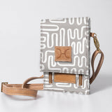 Urban Cellphone Sling | Laminated Fabric with Genuine Leather Geo - Moonstruck / Chunky Zip Ladies Large Wallet Fabric