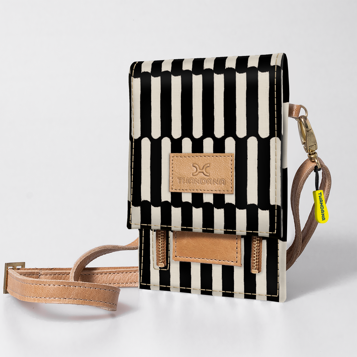 Urban Cellphone Sling | Laminated Fabric with Genuine Leather Indie - Pitch / Chunky Zip Ladies Large Wallet Fabric