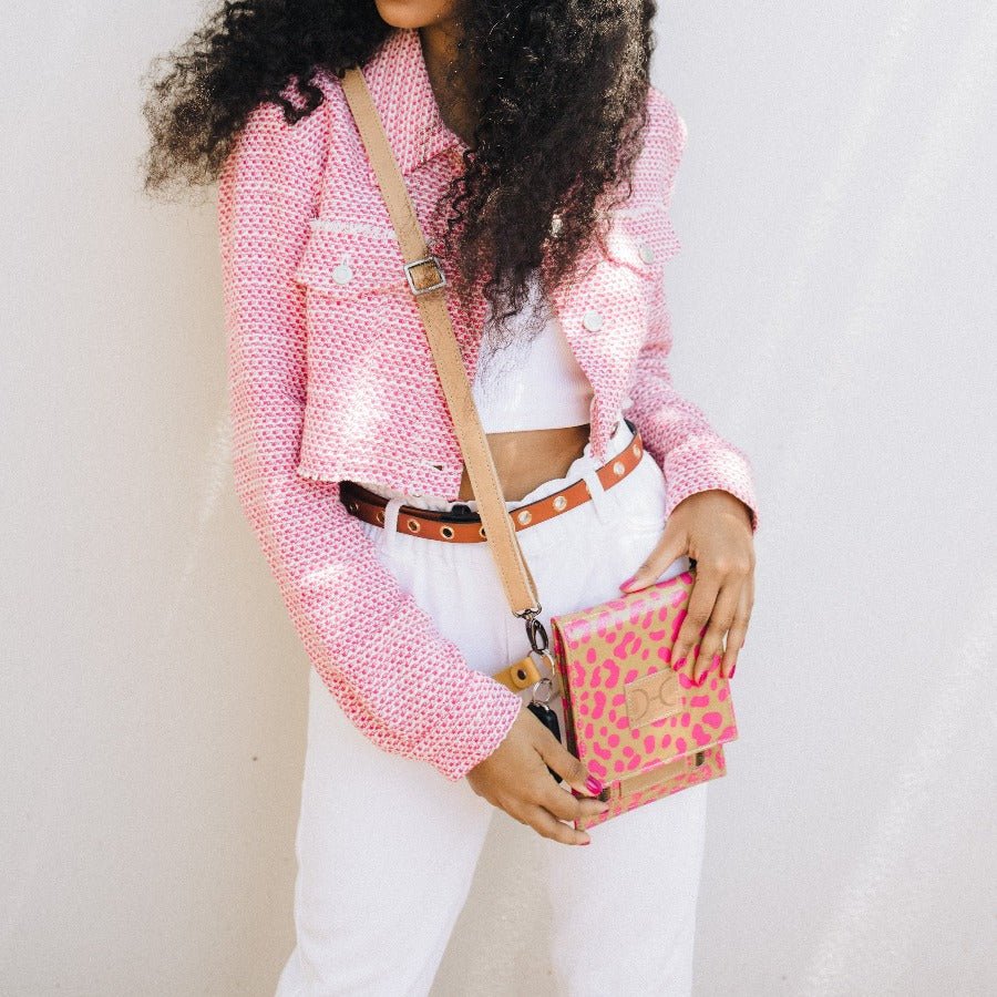 Urban Cellphone Sling | Laminated Fabric with Genuine Leather Ladies Large Wallet Fabric by Thandana