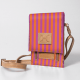 Urban Cellphone Sling | Laminated Fabric with Genuine Leather Linear - Preppy / Chunky Zip Ladies Large Wallet Fabric