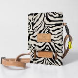 Urban Cellphone Sling | Laminated Fabric with Genuine Leather Nomad Stripe - Pitch / Chunky Zip Ladies Large Wallet