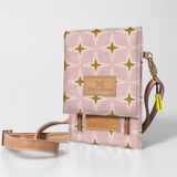 Urban Cellphone Sling | Laminated Fabric with Genuine Leather Nova - Blush / Chunky Zip Ladies Large Wallet Fabric