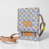 Urban Cellphone Sling | Laminated Fabric with Genuine Leather Nova - Mist / Chunky Zip Ladies Large Wallet Fabric