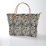 Utility Shopper Bag | Laminated Fabric with Genuine Leather Nomad Stripe - Pitch / Chunky Zip Utility Shopper Bag
