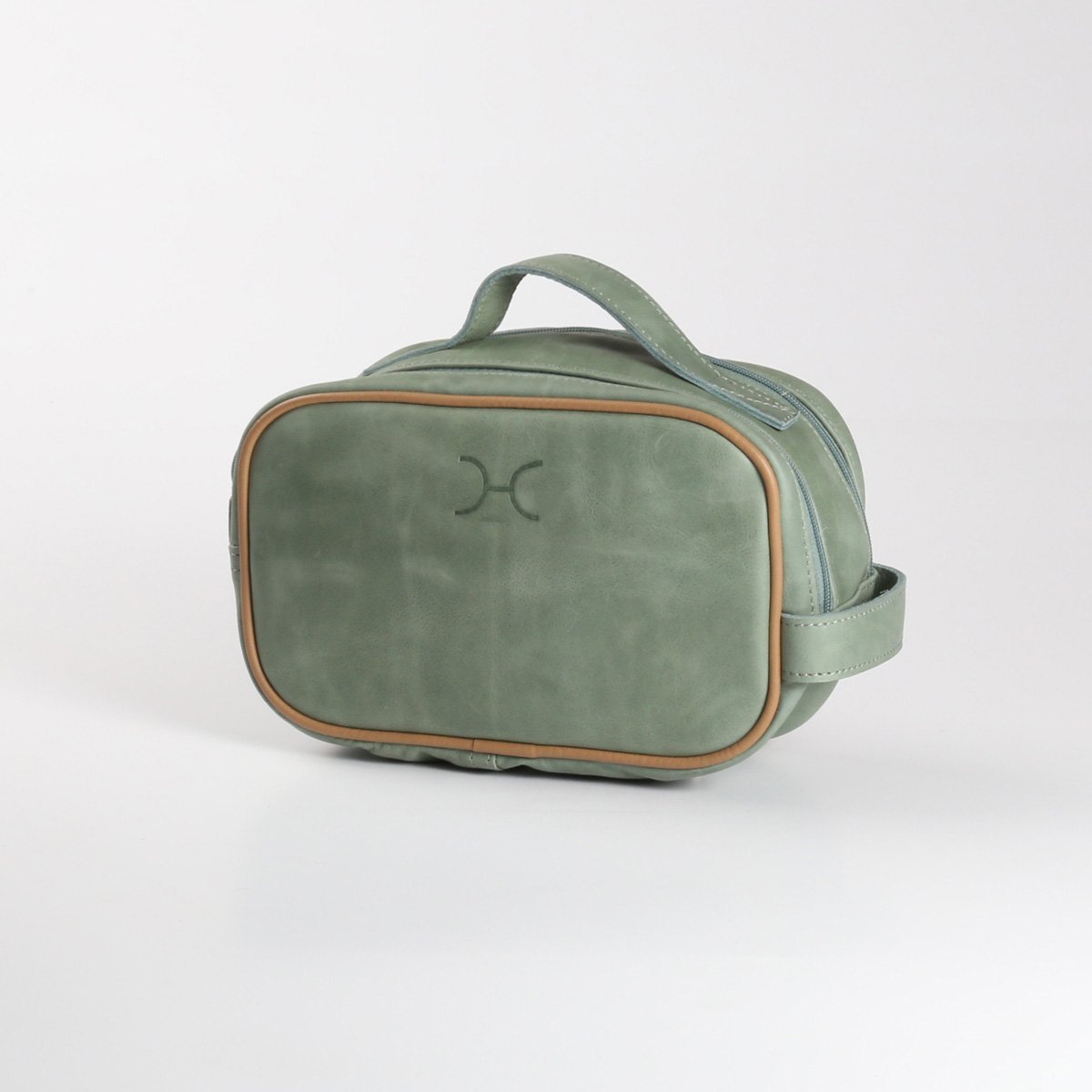 Vanity Unisex | Genuine Leather Green Leather Vanity Bag by Thandana