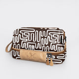 Wash Bag | Laminated Fabric with Genuine Leather Geo - Black Vanity Fabric by Thandana