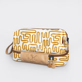 Wash Bag | Laminated Fabric with Genuine Leather Geo - Sand Vanity Fabric by Thandana