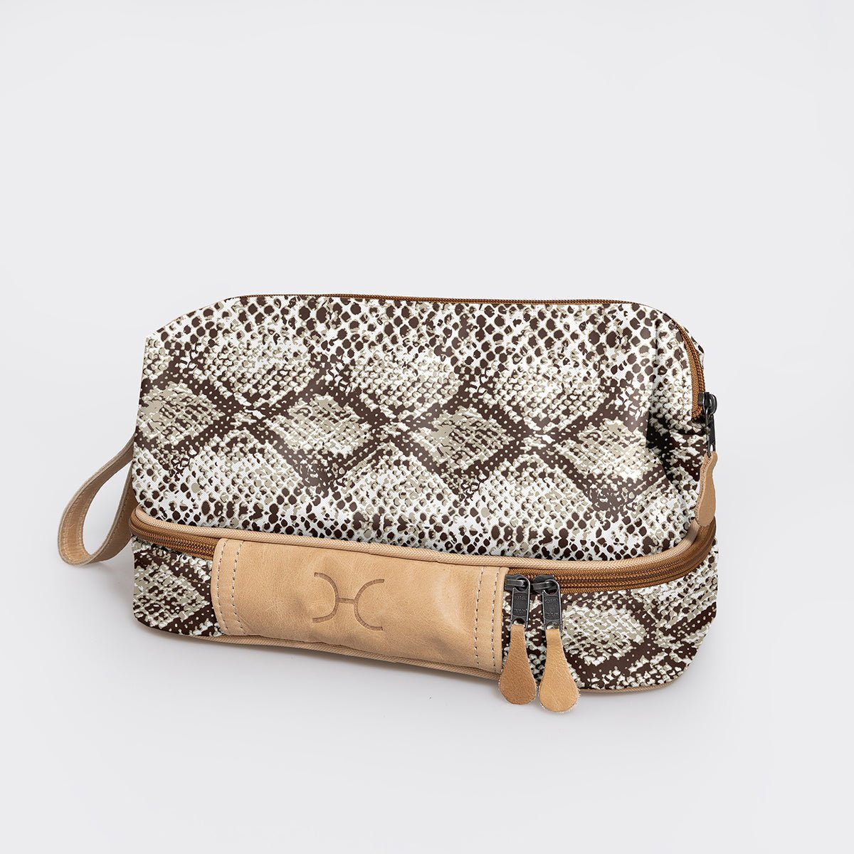 Wash Bag | Laminated Fabric with Genuine Leather Python - Moody Vanity Fabric by Thandana