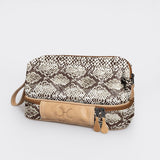 Wash Bag | Laminated Fabric with Genuine Leather Python - Moody Vanity Fabric by Thandana