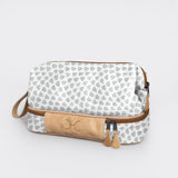 Wash Bag | Laminated Fabric with Genuine Leather Scale Away with me - Moonstruck Vanity Fabric by Thandana