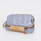 Wash Bag | Laminated Fabric with Genuine Leather Scale Away with me - Dazzling Blue Vanity Fabric by Thandana